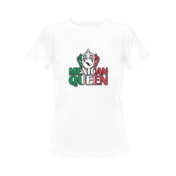 Mexican Queen crown and flag short sleeve women's shirt gray