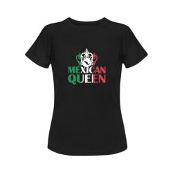 Mexican Queen crown and flag short sleeve women's shirt gray