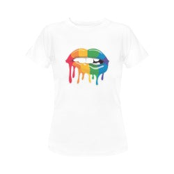 RAINBOW Dripping LIPS Love is love flirty women's fit short sleeve t-shirt