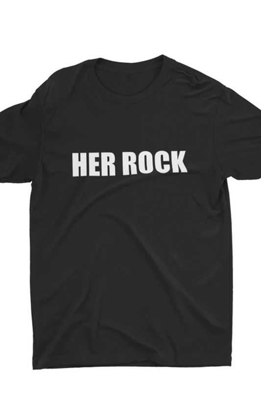 HER ROCK couples t-shirt black short sleeve