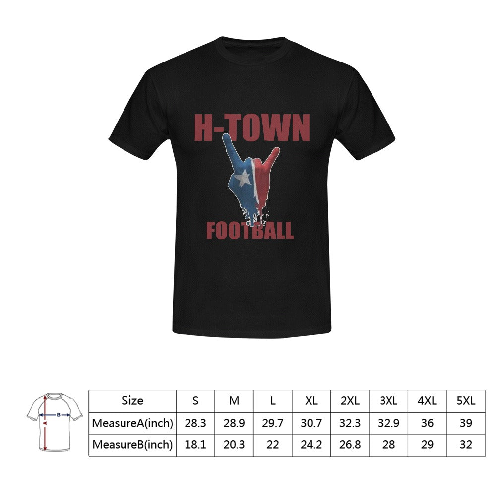 H-Town Football painted hand horns sign unisex short sleeve Houston t-shirt