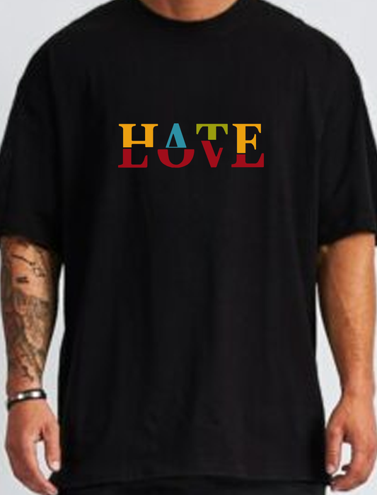 "Love & Hate Optical Illusion T-Shirt – Bold Unisex Graphic Tee
