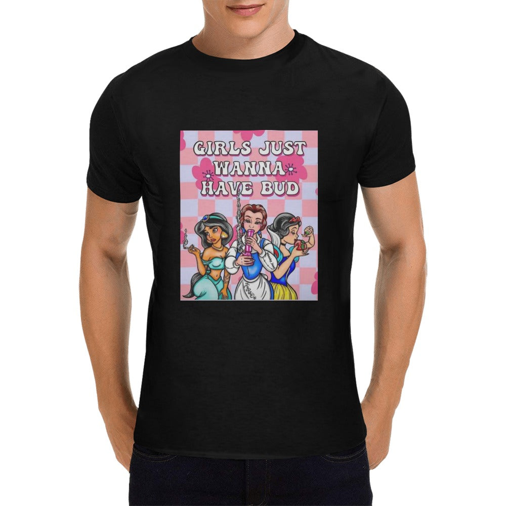 Girls 420 weed smoke cartoon unisex short sleeve t-shirt