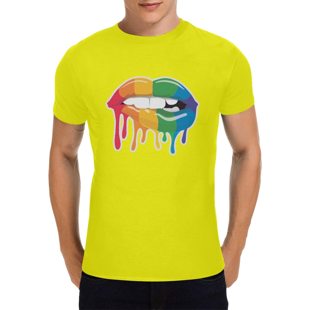 Dripping Rainbow Lips short sleeve unisex t-shirt Men's