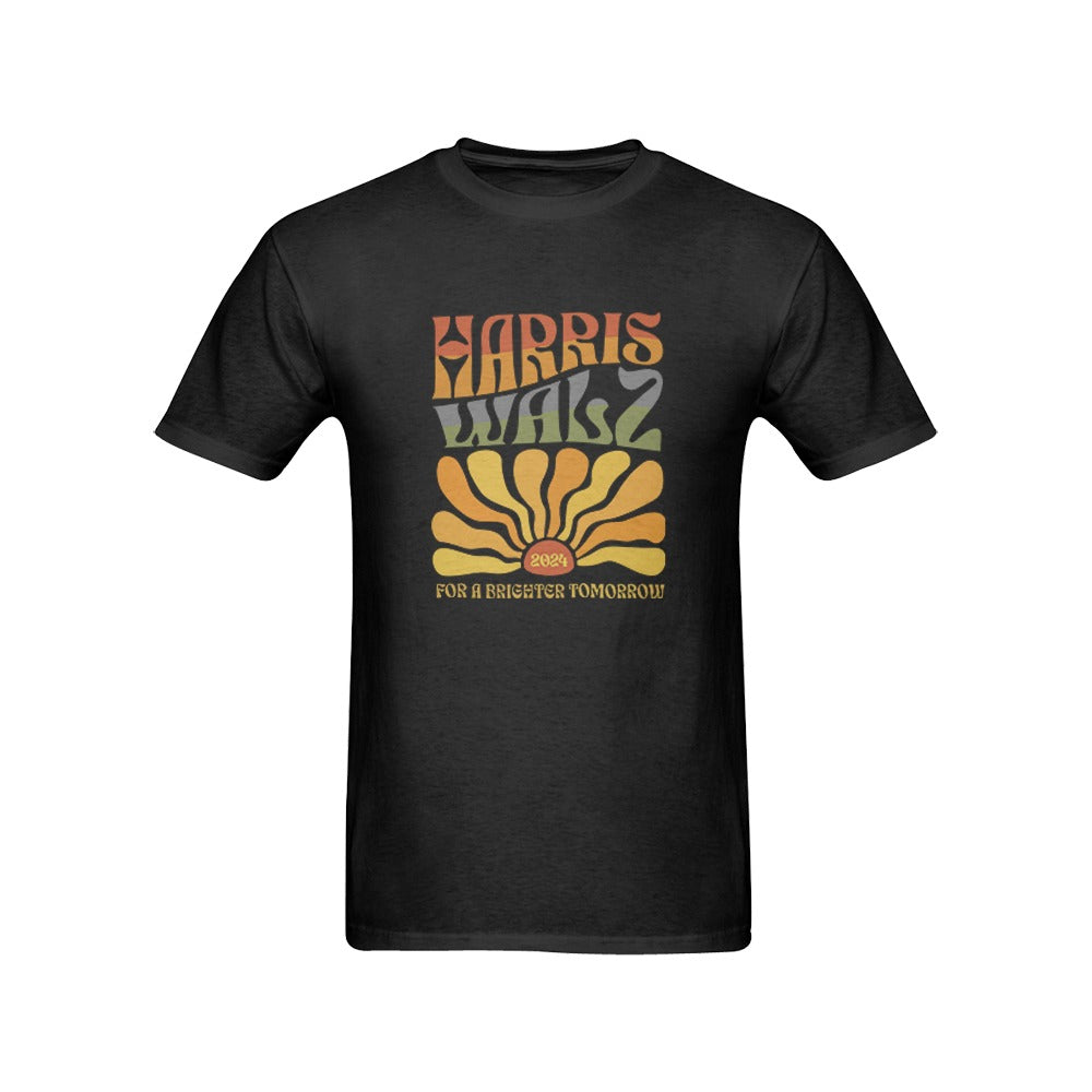 Harris Walz unisex t-shirt colorful flower power 70's graphic