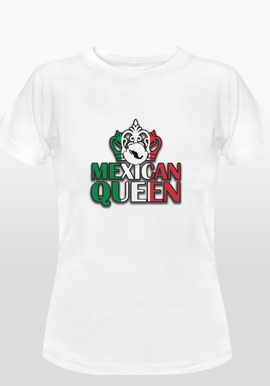 Mexican Queen crown and flag short sleeve women's shirt gray