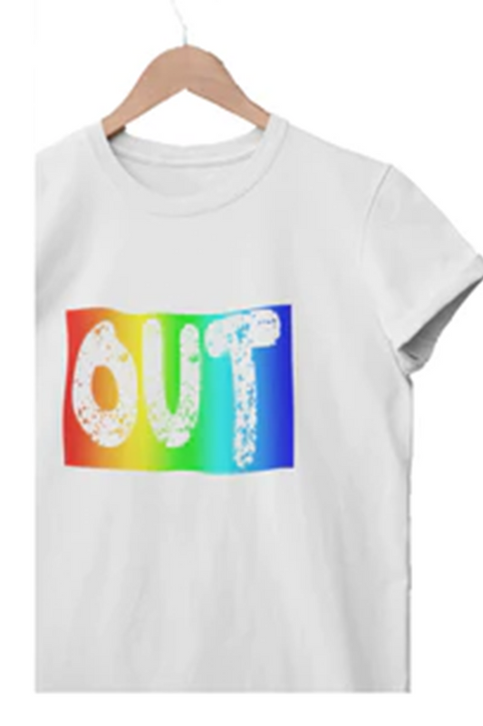 OUT LBGTQ Pride women's fitted short sleeve t-shirt