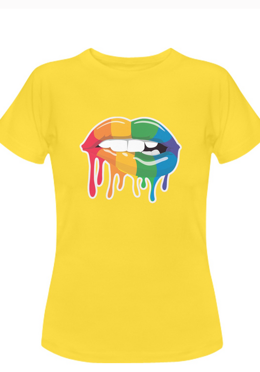 RAINBOW Dripping LIPS Love is love flirty women's fit short sleeve t-shirt