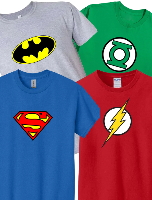 Vintage style Superhero Logo Collage Unisex Cotton T-Shirt