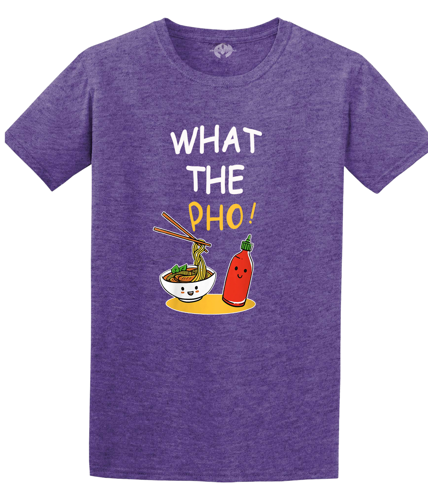 What the Pho Unisex Graphic T-Shirt - Cartoon Pho Bowl & Sriracha Cotton Tee