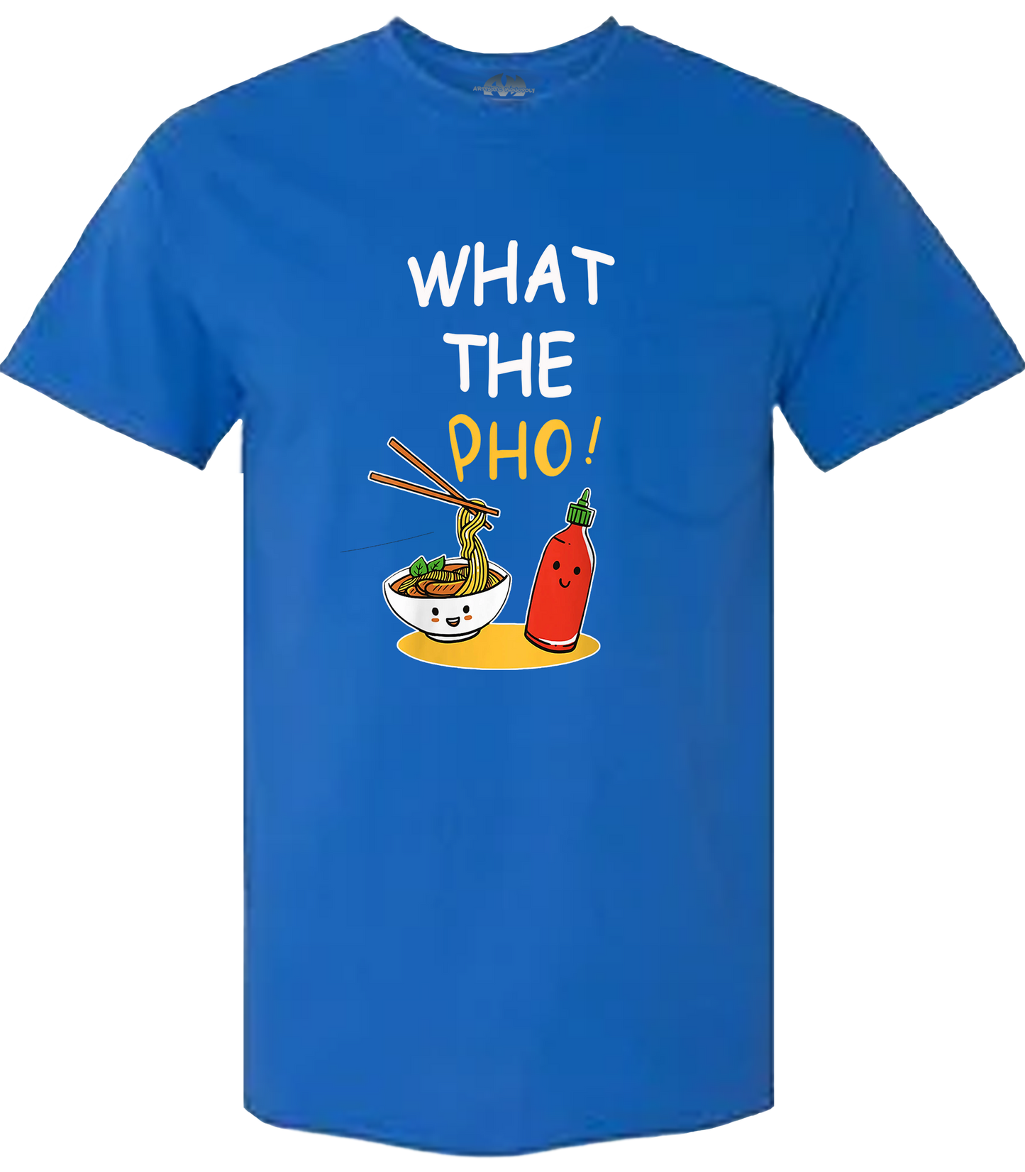 What the Pho Unisex Graphic T-Shirt - Cartoon Pho Bowl & Sriracha Cotton Tee