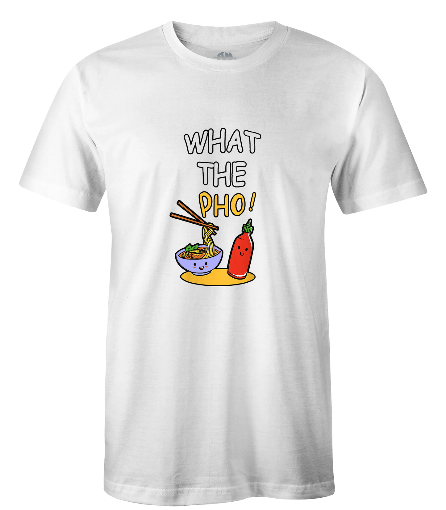 What the Pho Unisex Graphic T-Shirt - Cartoon Pho Bowl & Sriracha Cotton Tee