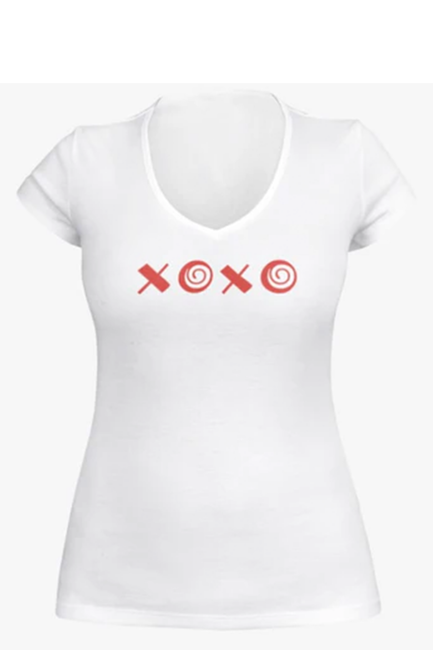 XOXO women's short sleeve v neck fitted t-shirt