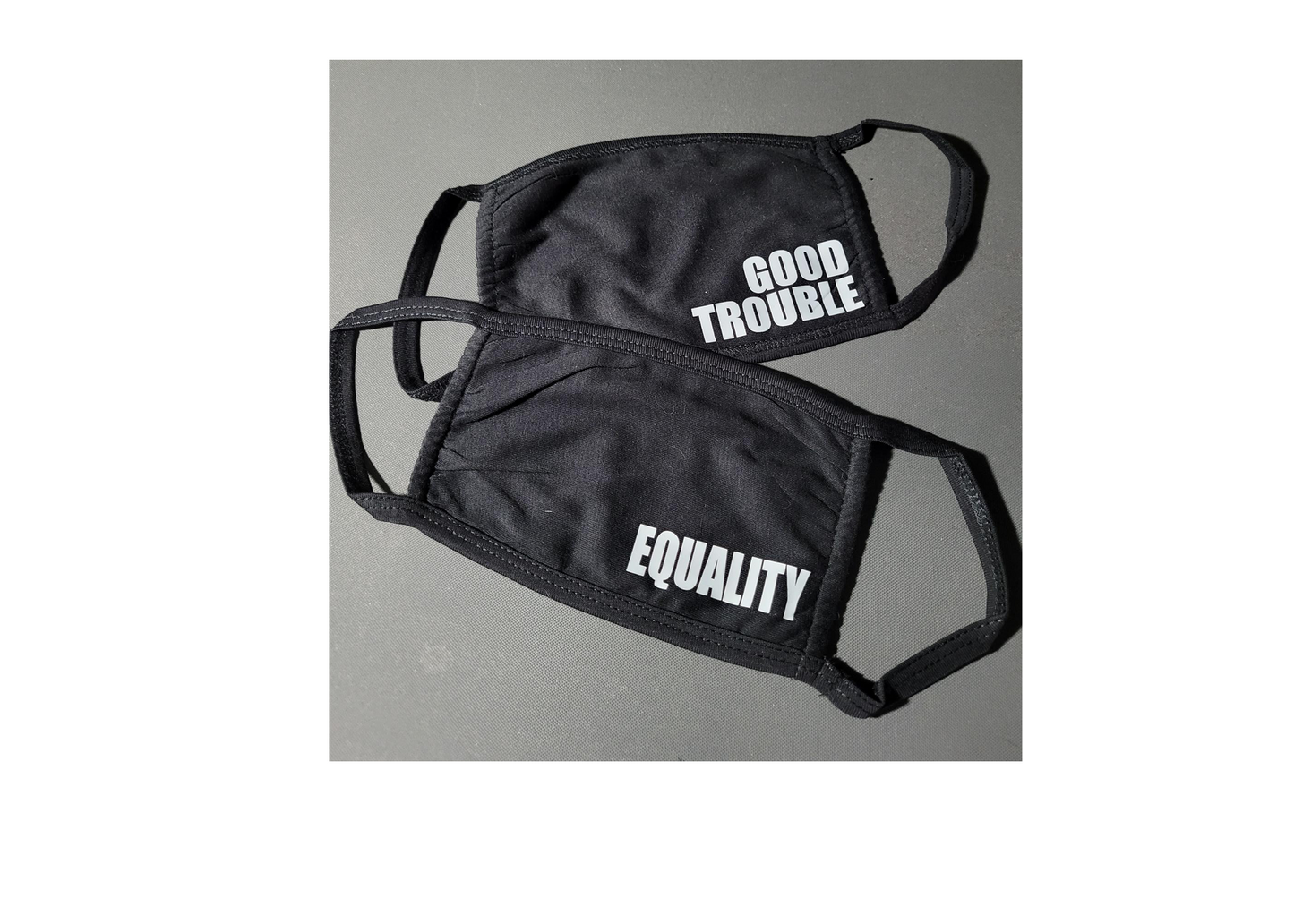 Good Trouble and Equality 3 ply cotton face mask coveering